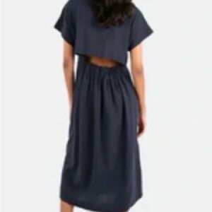 Frankie shop linen/cotton navy blue dress